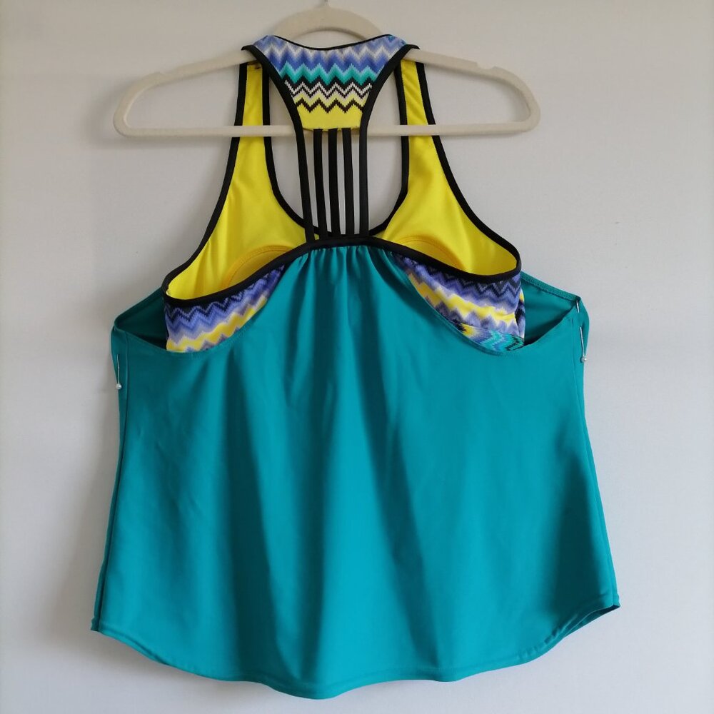 ZeroXpousr Womens Teal Blue Built In Bra Comet UPF 30 Tankini Swimsuit Top S - Picture 5 of 6